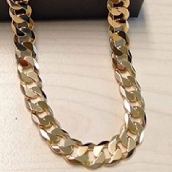 Men’s 18k Gold over 925 Cuban Chain 10mm Necklace - Picture 5 of 6